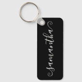 Zwart-wit Korte Curly Swash Handtekening Naam Sleutelhanger (Voorkant)