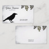  zwart & wit kraai silhouet Tattoo Visitekaartje (Voorkant / Achterkant)