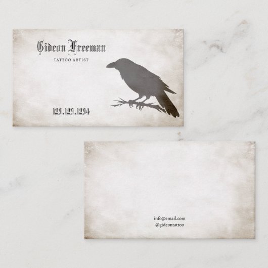 zwart & wit kraai Tattoo artiest Visitekaartje (Voorkant / Achterkant)