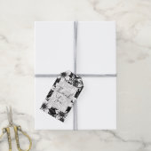 Zwart & Wit Krachtig Bloemendessert Cadeaulabel (Met Touw)