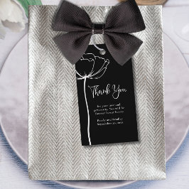 Zwart Wit Krachtig Minimaal Bloemig Trouw Bedankt Cadeaulabel