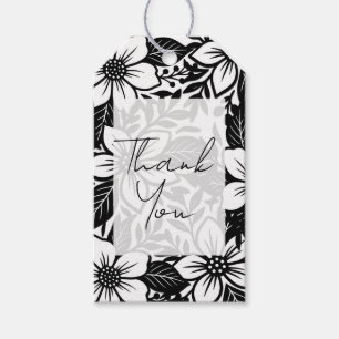 Zwart & Wit Krachtige Bloemenkleur Cadeaulabel