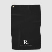 Zwart Wit Krachtige Stip Monogram Moderne Minimali Golfhanddoek (Voorkant)