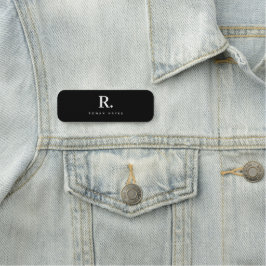 Zwart Wit Krachtige Stip Monogram Moderne Minimali Naamplaatje