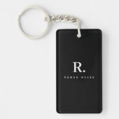 Zwart Wit Krachtige Stip Monogram Moderne Minimali Sleutelhanger (Voorkant)