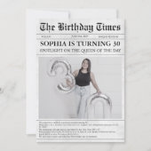 Zwart-wit krant 30ste verjaardag kaart (Voorkant)