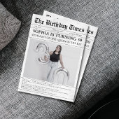 Zwart-wit krant 30ste verjaardag kaart