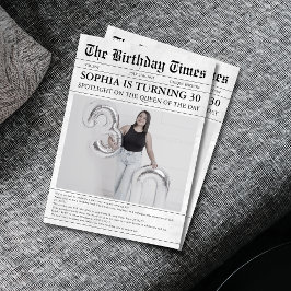 Zwart-wit krant 30ste verjaardag kaart