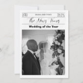 Zwart-wit  krant bruiloft kaart (Voorkant)