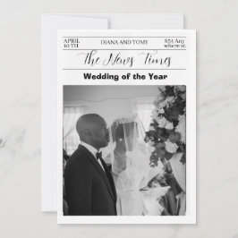 Zwart-wit  krant bruiloft kaart