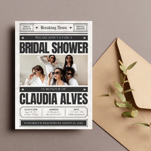 Zwart-wit  krant Vrijgezellenfeest Kaart