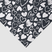 Zwart Wit Krijt Hart Patroon Valentijnsdag Tissuepapier (Detail)