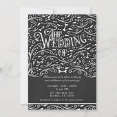 Zwart & Wit Krijt Ornament Botten Huwelijk Kaart (Achterkant)