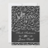 Zwart & Wit Krijt  Ornament Wedding Kaart (Voorkant)