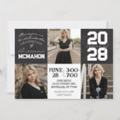 Zwart-wit krijtbord 3 Foto Afstuderen Kaart (Voorkant)