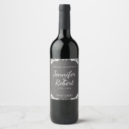  zwart wit krijtbord bruiloft wijn label etiket