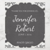 zwart wit krijtbord bruiloft wijn label wijn etiket (Enkel label)