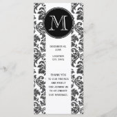 Zwart-wit krijtbord damask patroon programmakaart (Voorkant)