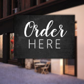 Zwart-wit krijtbord | Food Truck hier bestellen Raamsticker