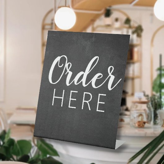 Zwart-wit krijtbord | Food Truck hier bestellen Reclamebord Met Voetstuk