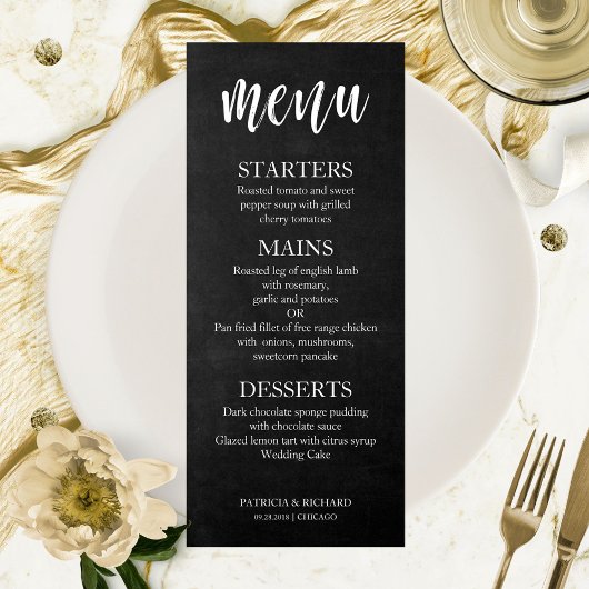Zwart-wit krijtbordmenu kaart