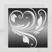 Zwart-wit krijtstreep hart bruiloft uitnodiging (Voorkant / Achterkant)