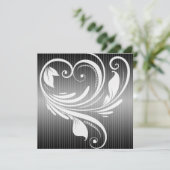 Zwart-wit krijtstreep hart bruiloft uitnodiging (Staand voorkant)