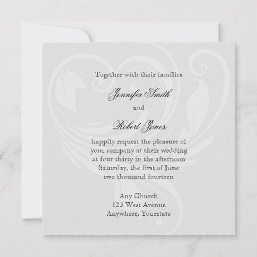 Zwart-wit krijtstreep hart bruiloft uitnodiging (Achterkant)