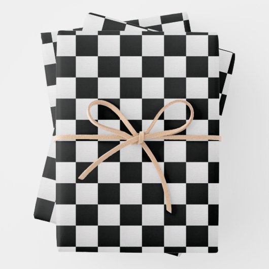 Zwart-wit Krokodil Huid Print Schaak Inpakpapier Vel (In situ)