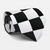 Zwart-wit Krokodil Huid Print Schaak Stropdas (Opgerold)