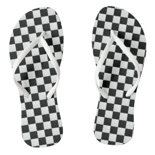Zwart-wit krokodillenleerprint schaakbord teenslippers