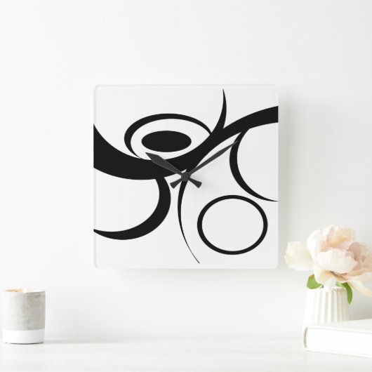 Zwart wit krommingsontwerp  vierkante klok (Huis)