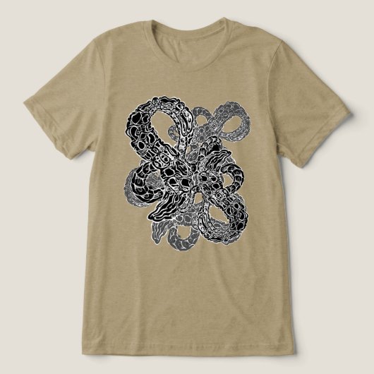 Zwart-wit kronkelende surrealistische Abstracte ku Tri-Blend Shirt (Design voorkant)