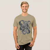 Zwart-wit kronkelende surrealistische Abstracte ku Tri-Blend Shirt (Voorkant volledig)
