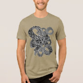 Zwart-wit kronkelende surrealistische Abstracte ku Tri-Blend Shirt (Voorkant)