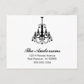 Zwart-wit kroonluchter bewegende aankondigingen aankondigingskaart (Voorkant)