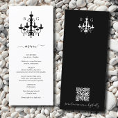 Zwart Wit Kroonluchter Monogram Huwelijk QR Code Menu