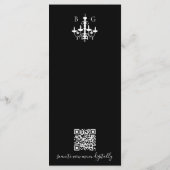 Zwart Wit Kroonluchter Monogram Huwelijk QR Code Menu (Achterkant)