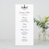 Zwart-wit kroonluchter Receptie Menu (Staand voorkant)