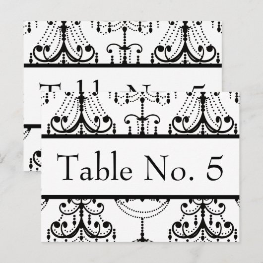 Zwart&Wit Kroonluchter Trouwtafel Briefkaart #'s (Voorkant / Achterkant)