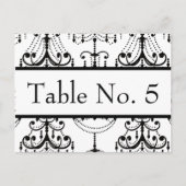Zwart&Wit Kroonluchter Trouwtafel Briefkaart #'s (Voorkant)