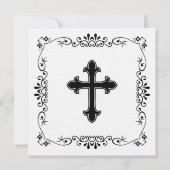 Zwart-wit kruis Katholieke bruiloft uitnodiging (Achterkant)