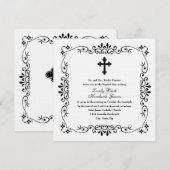 Zwart-wit kruis Katholieke bruiloft uitnodiging (Voorkant / Achterkant)