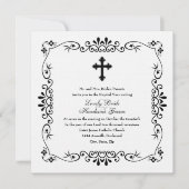 Zwart-wit kruis Katholieke bruiloft uitnodiging (Voorkant)
