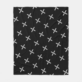 Zwart wit kruis plus geometrisch modern patroon fleece deken