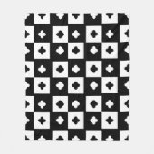 Zwart wit kruis plus vierkant dambord patroon fleece deken (Voorkant)