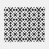Zwart wit kruis plus vierkant geometrisch patroon fleece deken (Voorkant (Horizontaal))