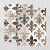 Zwart Wit Kruisarcering Stippen Fleur-de-lis  Briefkaart (Voorkant / Achterkant)