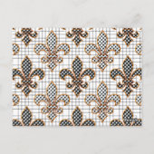 Zwart Wit Kruisarcering Stippen Fleur-de-lis  Briefkaart (Achterkant)