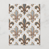 Zwart Wit Kruisarcering Stippen Fleur-de-lis  Briefkaart (Voorkant)